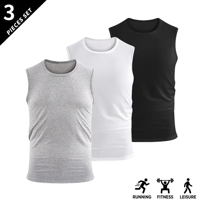 3PCS-Gray linen + white + black