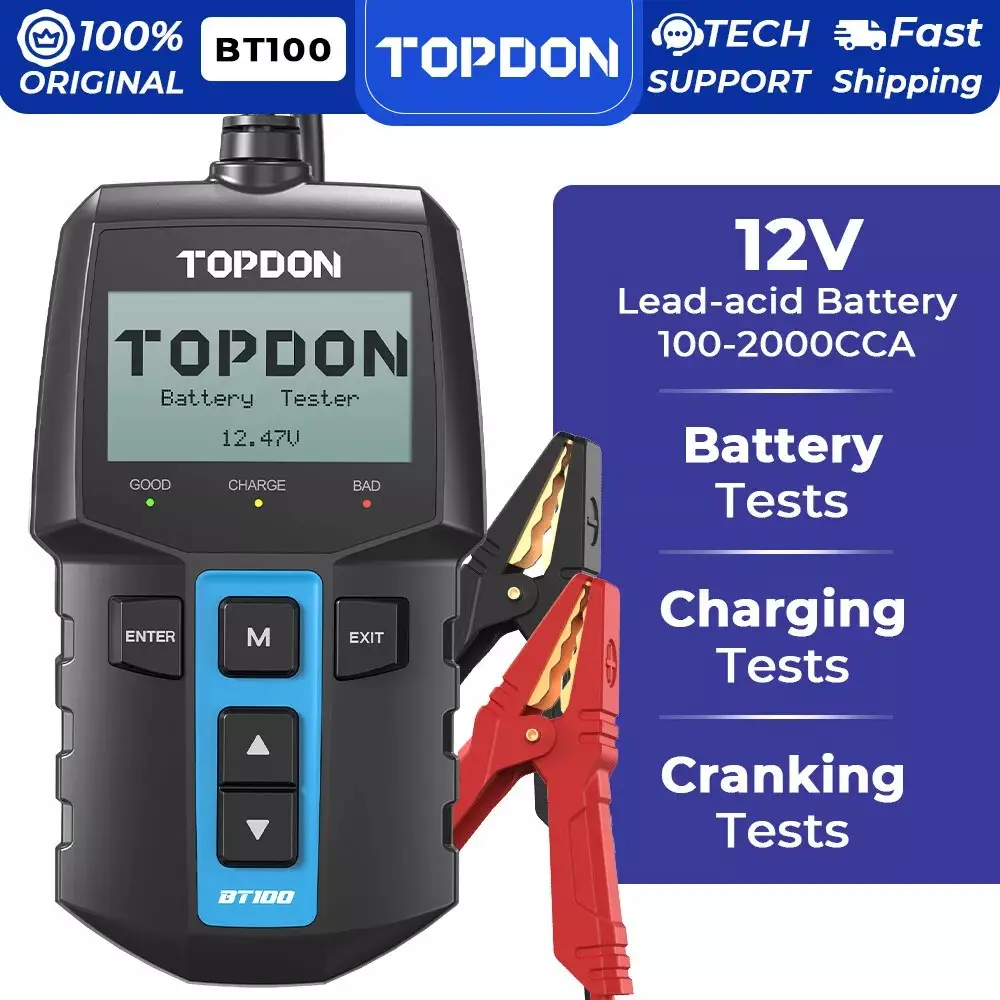 [SummerSale]2026 TOPDON BT100 Car Battery Tester 24V 12V Load Tester Charging System Analyzer Automotive