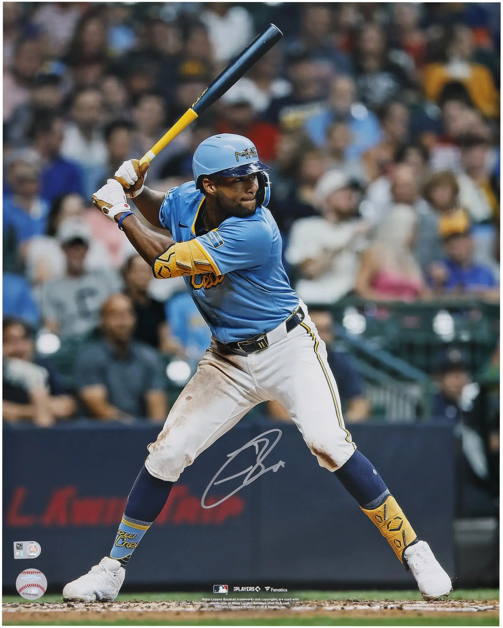 Jackson Chourio Milwaukee Brewers Autographed 16" x 20" Hitting Photograph - Fanatics Authentic Certified
