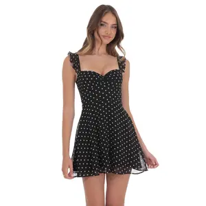 Polka Dot Ruffle Strap A-Line Dress – Feminine Flowy Mini Dress for Brunch, Vacation & Summer Outfits