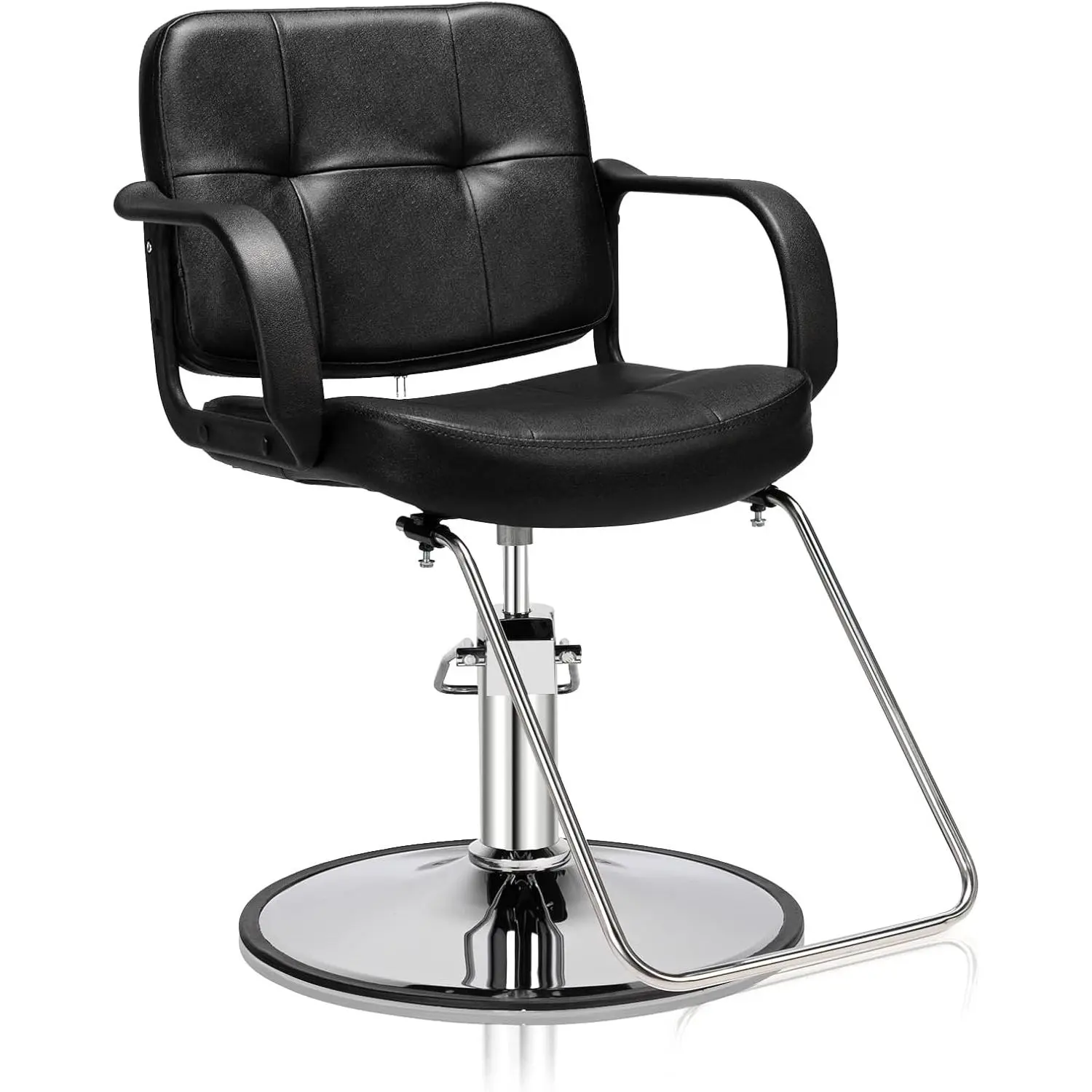 OmySalon Ergonomic Metal Barber Chair - Heavy-Duty Hydraulic Swivel Salon Styling Chair with 3.5" Thick Cushion Seat, Rust-Proof Base, Wipes Clean Fast, Commercial Salon Furniture for Adult Stylists, Adjustable