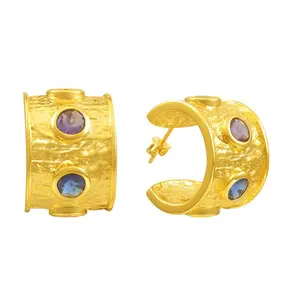 EVRY JEWELS Gold or Silver Plated Women's Hypoallergenic Eclipse Hoops