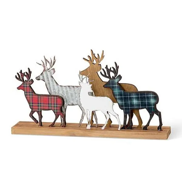 Glitzhome Galvanized Metal and Wooden Reindeer Table Decor Glitzhome Galvanized Metal and Wooden Reindeer Table Decor
