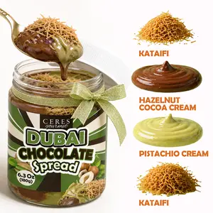 Dubai Chocolate Spread Jar – Pistachio Cream & Crispy Kataifi | Viral Gourmet Dubai Chocolate | Breakfast, Snacks & Desserts – 6.35 oz