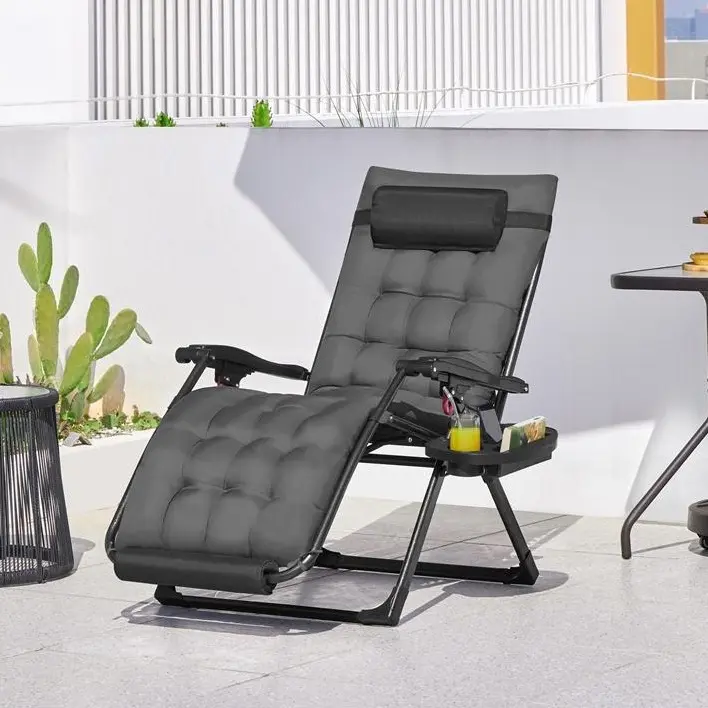 Costoffs XL Zero Gravity Recliner, 27.5-Inch Oversized Folding Lounge Chair with Padded Cushion & Side Tray