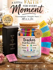 Read Me When Bible Verse Jar for Teacher – Christian Gift with Scripture Cards, Appreciation Gift, End of Year Teacher Retirement Present, Religious Gifts for Women