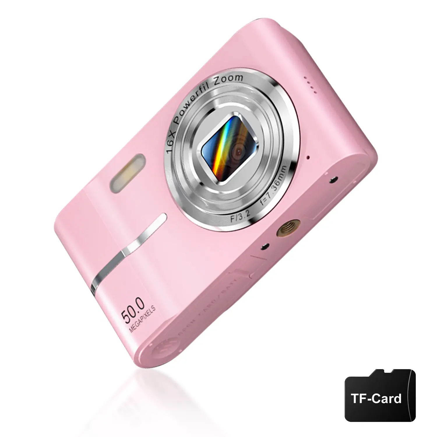 Digital Camera, Portable Travel Camera, High Definition Camera, Portable Pocket Camera, Auto Focus 5mp Fhd 1080P, 16x Digital Zoom, Hybrid Image Stabilization, Compact Design, Includes SD Card