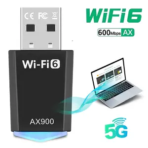 Dual Band AX900 WiFi 6 USB Network Card, 5G/2.4G USB 2.0 Wireless Adapter, WPA-PSK/WPA2 Encrypted Plug Play Dongle, Hotspot Mode, Wide Compatibility with Win7/8/8.1/10/11