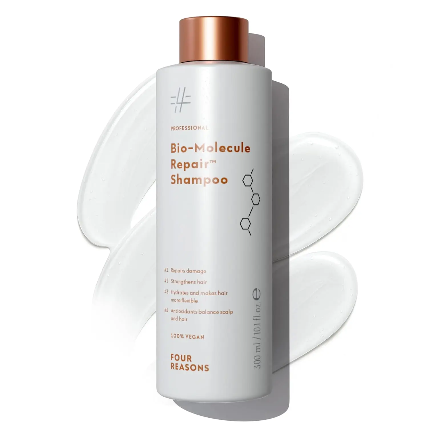 Four Reasons Professional Bio-Molecule Repair Shampoo, Sulfate-Free Bond Repair for Damaged and Color-Treated Hair, Vegan, 10.1 fl oz
