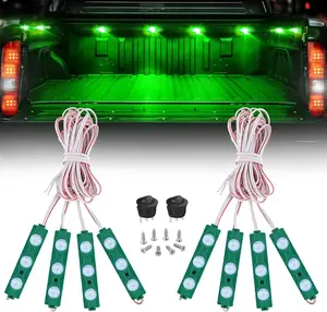 Nilight TR-117-H 8PCS Truck Pickup Bed Light 24LED Green Cargo Rock Lighting Kits with Switch for Van Off-Road Under Car Side Marker Foot Wells Rail Vehicle