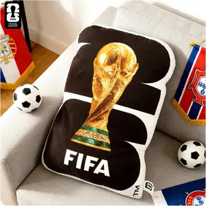 Official FIFA World Cup 2026 Throw Pillow Cushion, World Cup Trophy Soft Rectangle Soccer Theme Pillow, Comfortable Gift for Sports Room, Multifunctional Living Room Decor