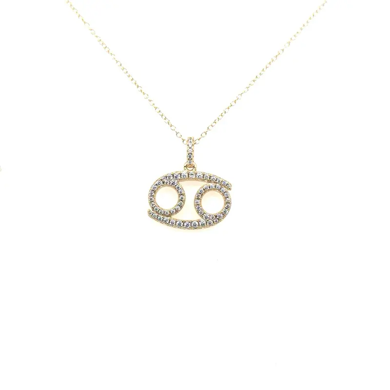 Sterling Silver Cancer Necklace Set With CZ’s With Charm and 18 Inch Cable Chain