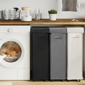 65L Rolling Laundry Basket with Wheels, Cover for Privacy, Clothes Storage Bin, Laundry Organizer, Home, Laundry Room, Dormitory Use, Laundry Hamper, Wheeled Laundry Basket