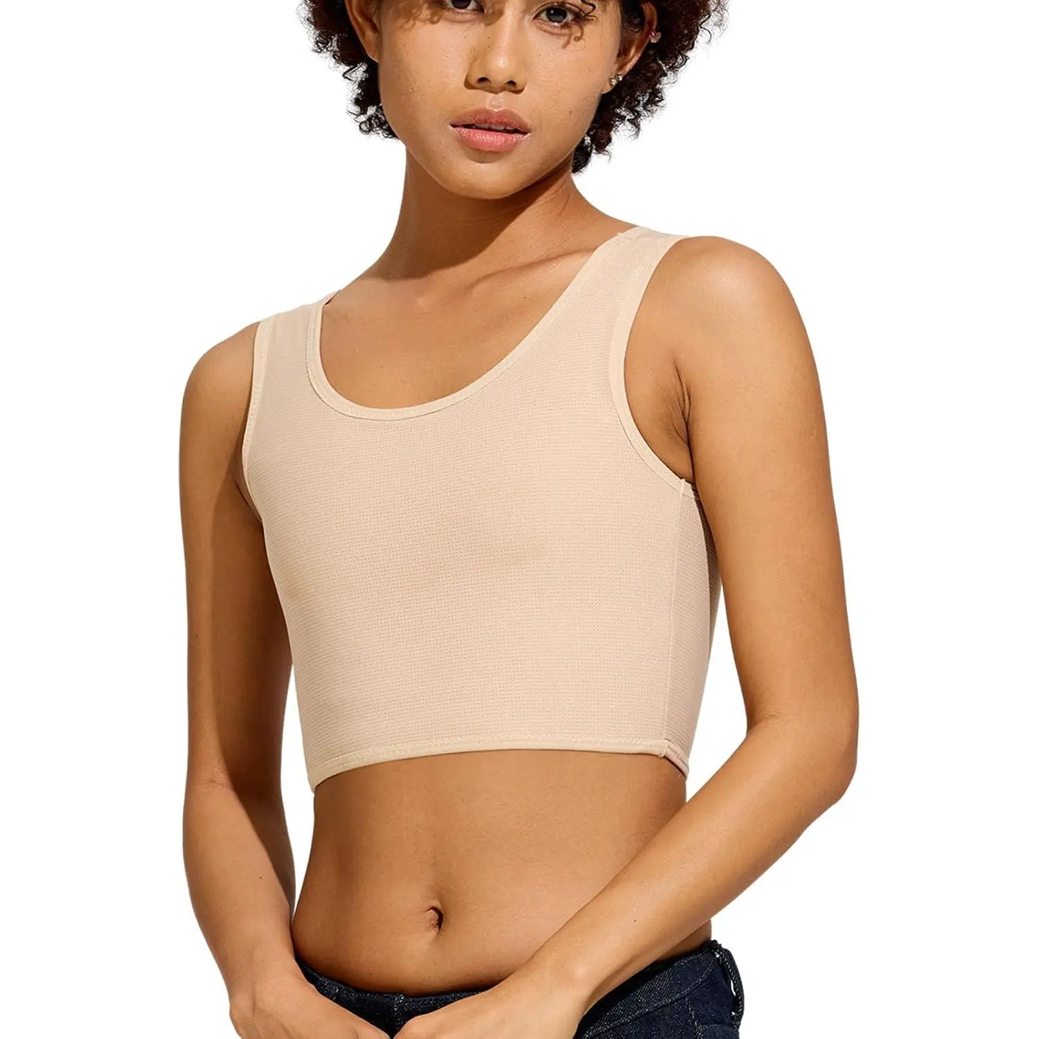 Women's Sleeveless High-Compression Chest Binder - Spandex-Nylon Basic Minimalist Top for Transgender & FTM, Large-Breasted Women, Soft