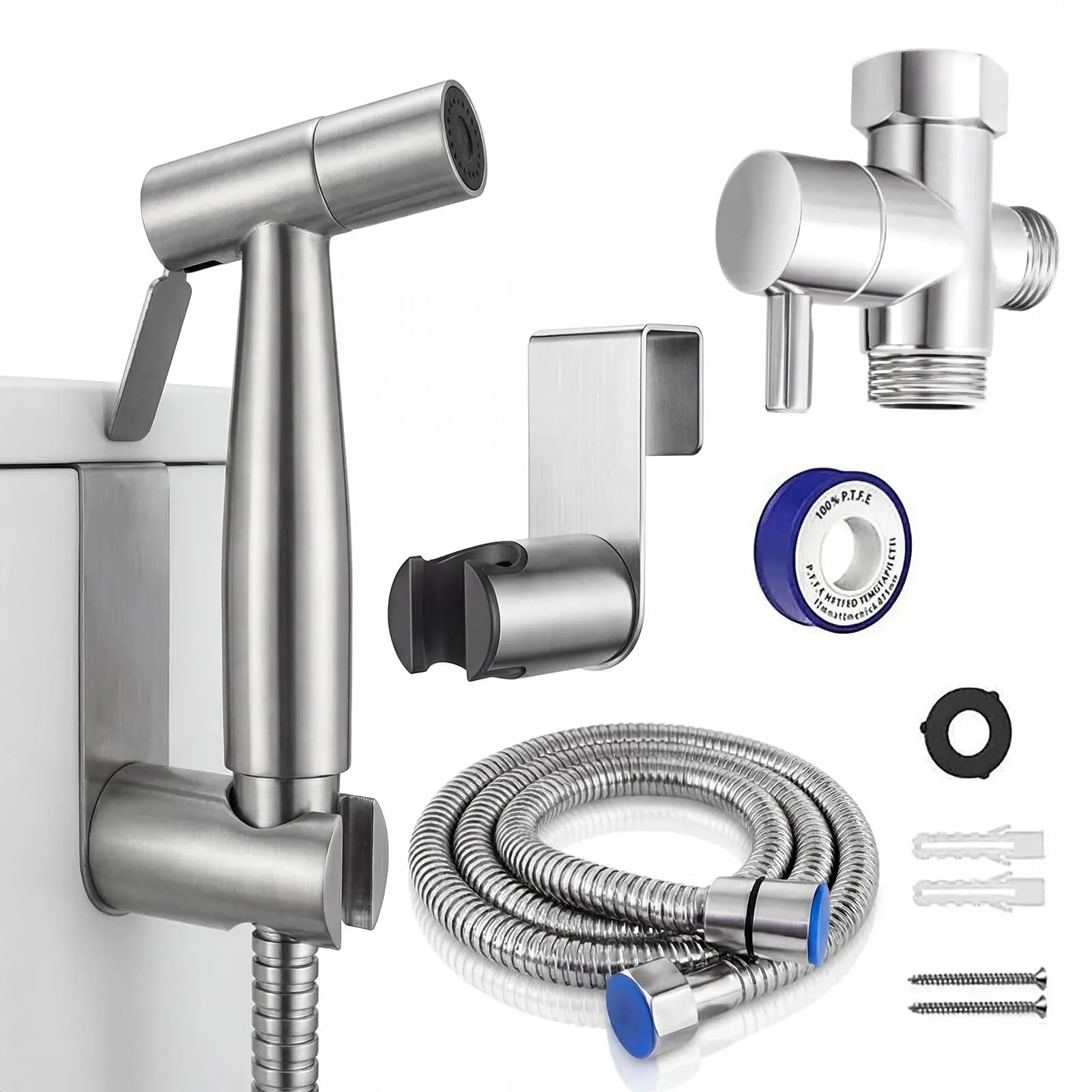 Handheld Bidet Sprayer for Toilet, Stainless Steel Bathroom Bidet with Adjustable Water Pressure Hose, Leak-Proof Sprayer for Baby Care, Feminine Wash & Pet Bath
