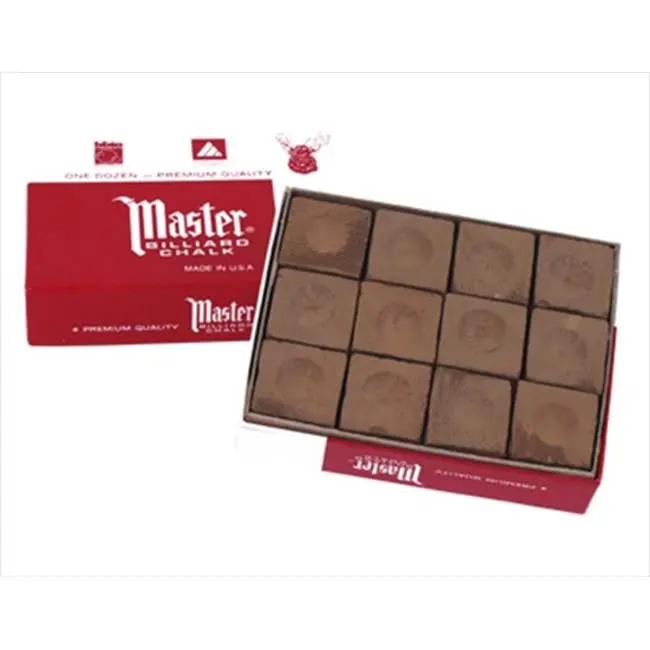 Master Cue Chalk, Billiards & Snooker Accessories - Box of 12 Brown Pieces, Billiards Accessories