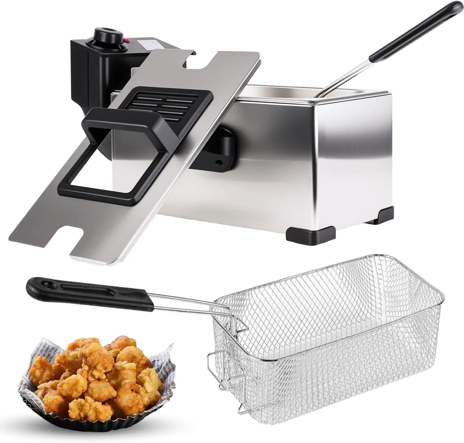 3.2 Qt Multifunction Electric Deep Fryer: 2500W Stainless Steel Design with Removable Basket & Adjustable Temperature Control, Ideal for Family Meals and Celebrations
