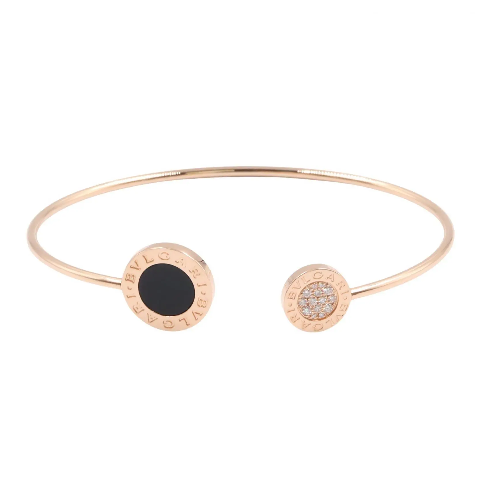 Pre-owned Bvlgari 18K Rose Gold (Au750) Small Leather Goods Bulgari Bulgari Au750 Diamond Bracelet