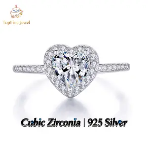 925 Sterling Silver Fashion Heart-Shaped Zirconia Cubic Zirconia Decorated Ring, Luxurious and Elegant Heart-Shaped Ring for Women, Fashion Jewelry for Party, Daily Clothing Decor, Birthday Gift with Gift Box