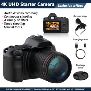 Digital Cameras/Starter Cameras for Photography and Vlogging, 4K UHD 64MP Flip Screen, High Definition Camera, Microphone for Video, Vlogging Camera for Content Creators/Travel, 16X Zoom Video Camera, Beginners (Black)