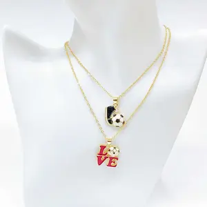 Football-themed copper pendant necklace ~ Perfect for football enthusiasts. Exclusive jewelry. Suitable for watching matches or daily wear