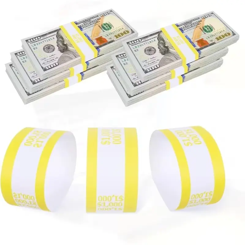 Self-Sealing Currency Bundles for Usd Eur Gbp, Cash Money Straps with Self-Seal Mechanism, Convenient Secure Bank Supermarket Bulk Binding Supplies, Organization