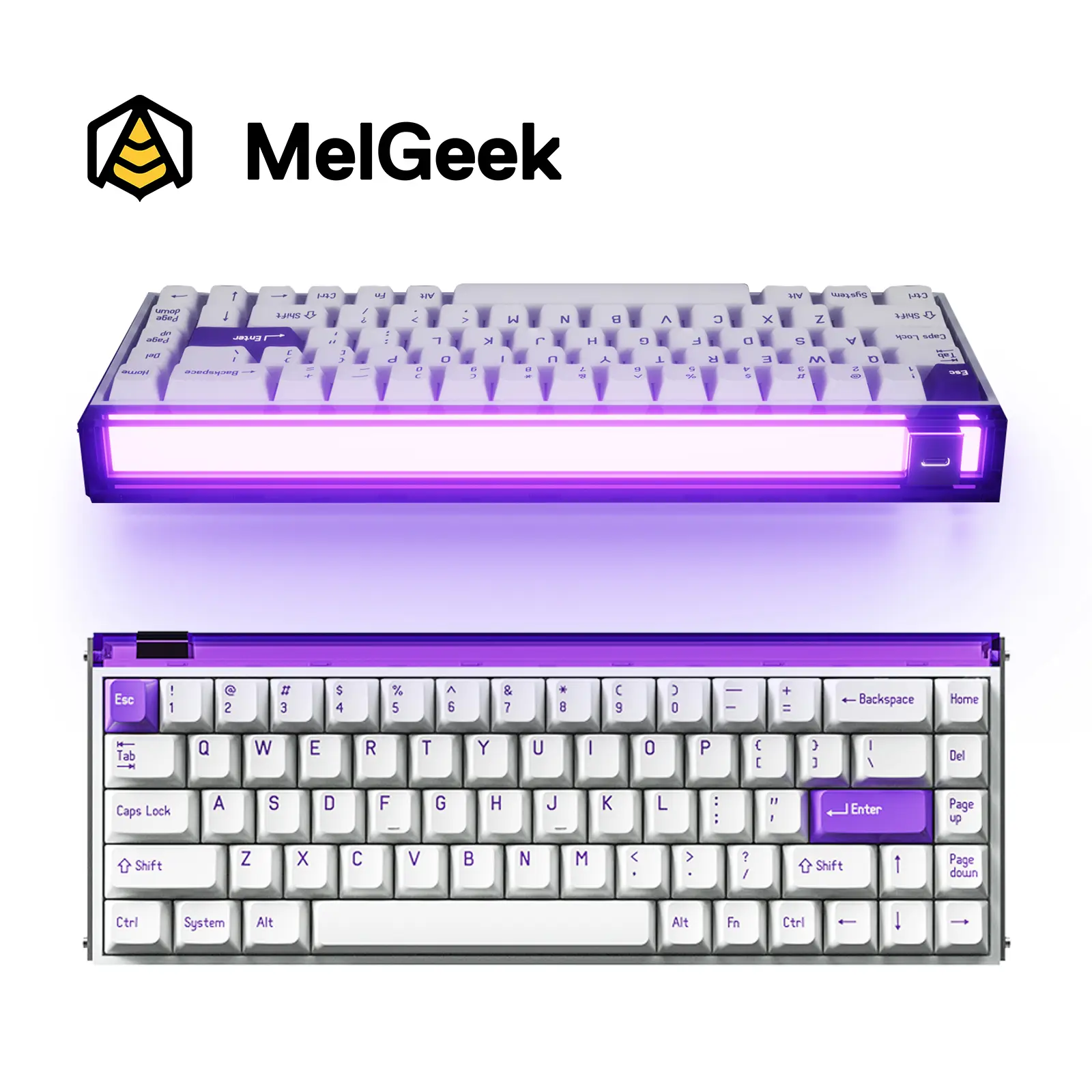 MelGeek MADE68 Pro+ The Elite Hall Effect Esports Gaming Keyboard 65% Magnetic Rapid Trigger Hot-Swappable RGB Purple