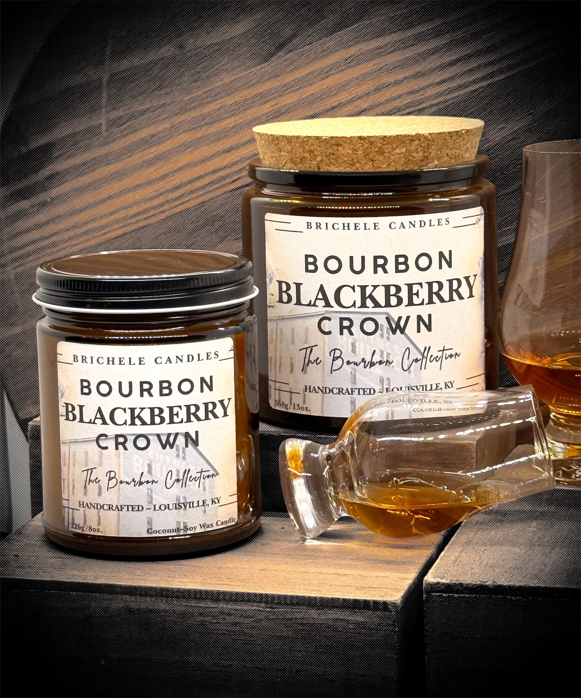 Bourbon Blackberry Crown Candle - Scented Candle with Blackberry and Bourbon