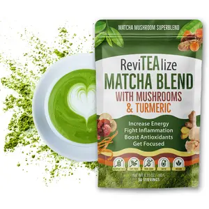 Matcha Mushroom Powder Latte - Organic Ceremonial Grade Matcha - Coffee Alternative - For Gut Health - 30 Servings