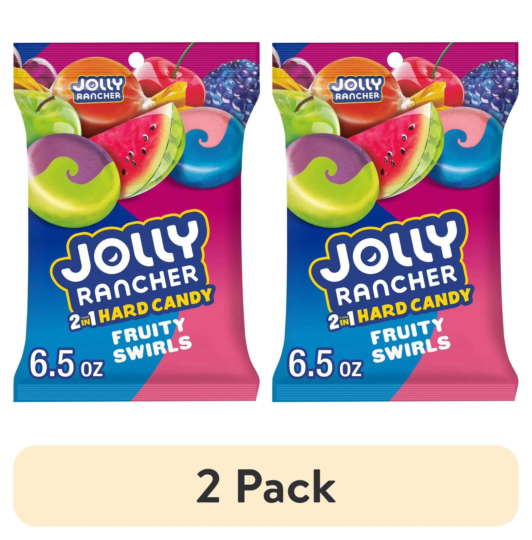 (2 pack) Jolly Rancher 2-in-1 Fruit Flavored Hard Candy, Bag 6.5 oz
