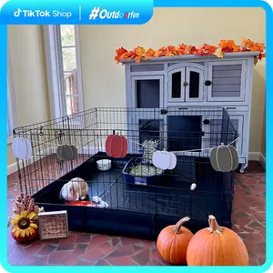 Aivituvin Guinea Pig  Playpen| Bunny Playpen with Floor,Dog Crate,Rabbit Playpen,Metal Dog Exercise pen,Dog Kennel,Foldable Panels,Pet fence