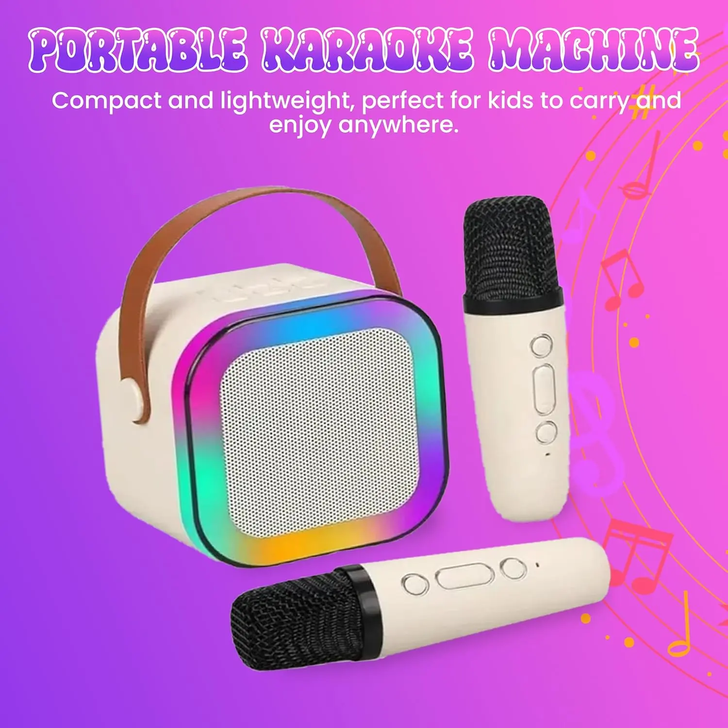 Mini Karaoke Machine, Portable Bluetooth Speaker & 2 Wireless Microphones | Karaoke Player Karaoke Microphone For Family Home Party Outdoor With HI-FI Sound | 5 Magic Sound | PA System | USB | TF | AUX