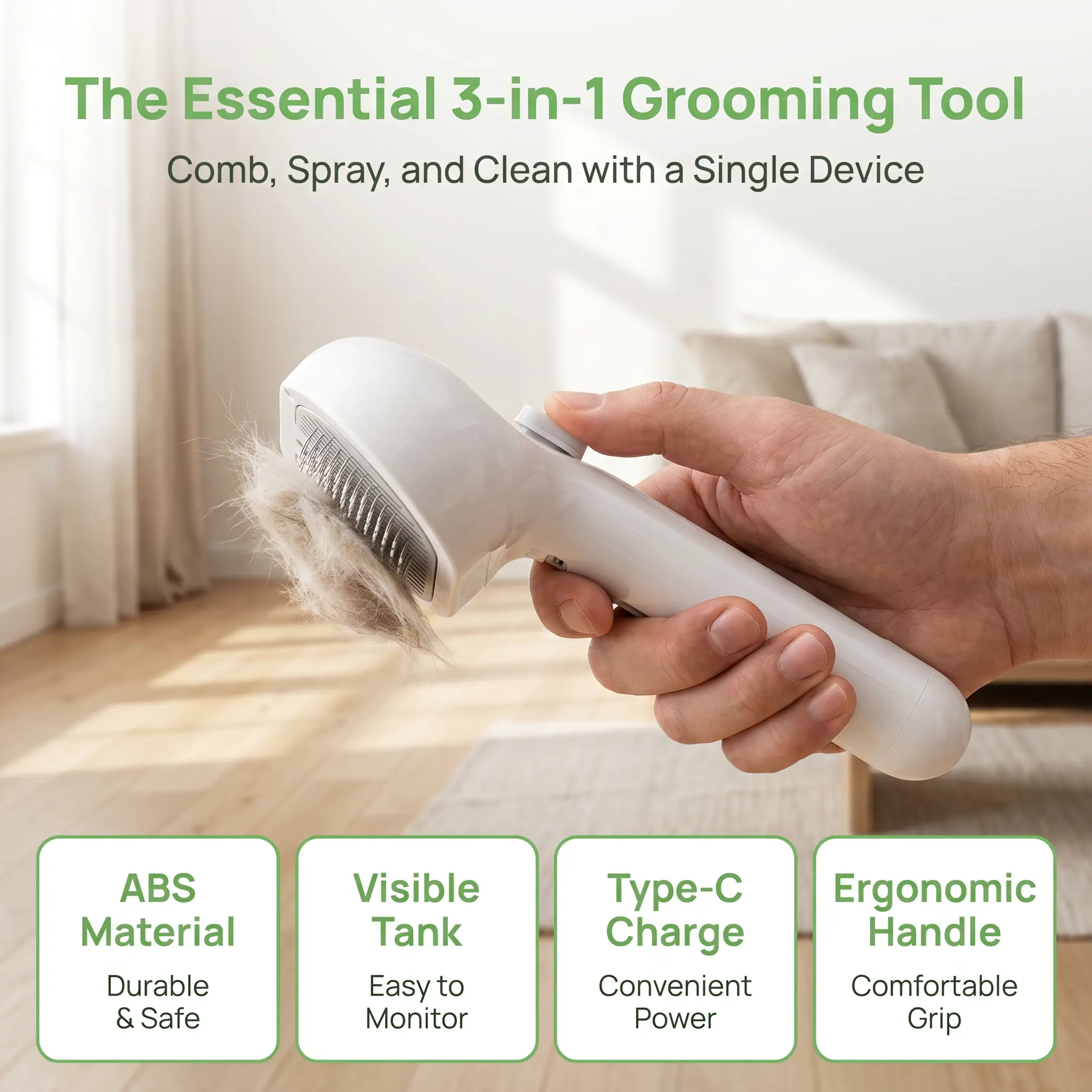 Steamy Mist Pet Grooming Slicker Brush, Pet Massage Brush for Dogs & Cats, Reduces Static