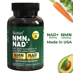 IKOTIET NAD & NMN Natural Healthcare Dietary Supplement Capsules - 1000mg per Serving, Filler-Free Formula with 10 Key Ingredients, 500mg Pure NMN, Vitamin A, Resveratrol, CoQ10 for Fitness & Metabolic Health