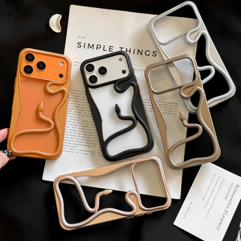 Hollow snake design protective mobile phone case, Stylish Shockproof Cover, cellphone Casing, star orange matte, personalized niche style, suitable for Smartphone iPhone 17/16/15 Pro Max Cover Accessories