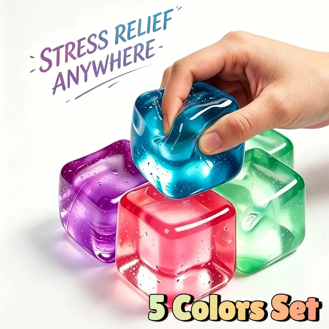 New Cube Anxiety Squishy Toy - 5 Packs Slow Rising Ice Cube Stress Balls, Sensory Fidget Toy for Anxiety Relief, Square Shape Squishy Balls, Party Favors, Stress Cubes, Fidgets for Anxiety