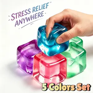 New Cube Anxiety Squishy Toy - 5 Packs Slow Rising Ice Cube Stress Balls, Sensory Fidget Toy for Anxiety Relief, Square Shape Squishy Balls, Party Favors, Stress Cubes, Fidgets for Anxiety