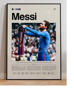 Framed Messi Barcelona Print, Barcelona Messi Decor, Messi Fan Gift Idea, Soccer Art