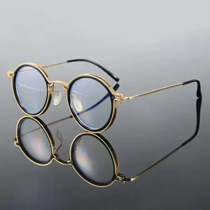 Round Frame Blue Light Blocking Glasses for Men & Women, Lightweight Metal Frame Clear Lens Non-Prescription Eyeglasses for Computer Work, Office, Study, Gaming & Daily Screen Use