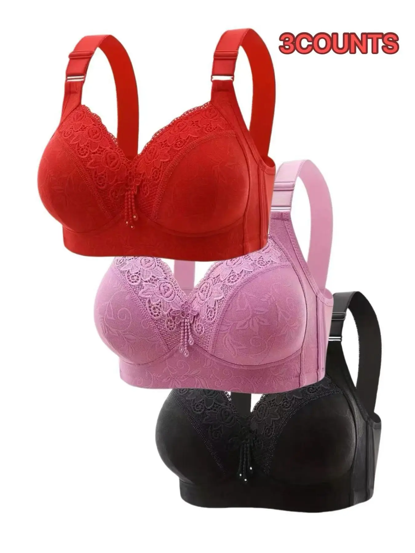 Women's Lace Underwireless Push-Up Everyday Bra Set, Lingerie, Elegant Seamless Comfort Fit Design, Breathable Soft Fabric, All-Day Support Perfect Choice, Bra Pack, Wireless Bras