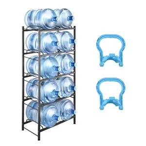 VEVOR 5 Tiers Water Jug Holder,  5 Gallon Water Bottle Holder, Double Row Water Bottle Rack for 10 Bottles, Heavy Duty Water Jug Rack for Kitchen, Office, Living Room, Black