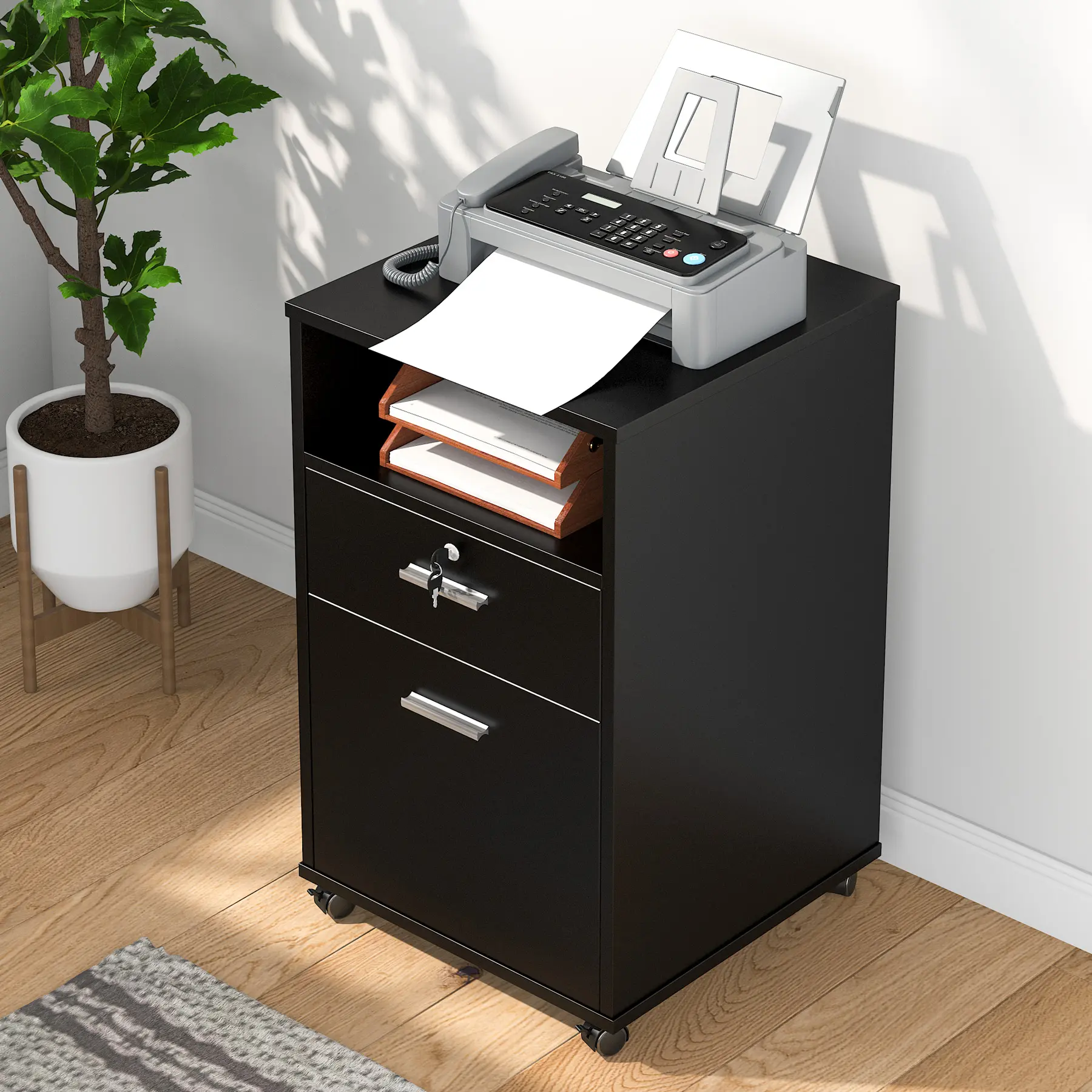Tribesigns 2-Drawer Mobile File Cabinet with Lock Modern Filing Cabinet with Rolling Wheels for Home Office