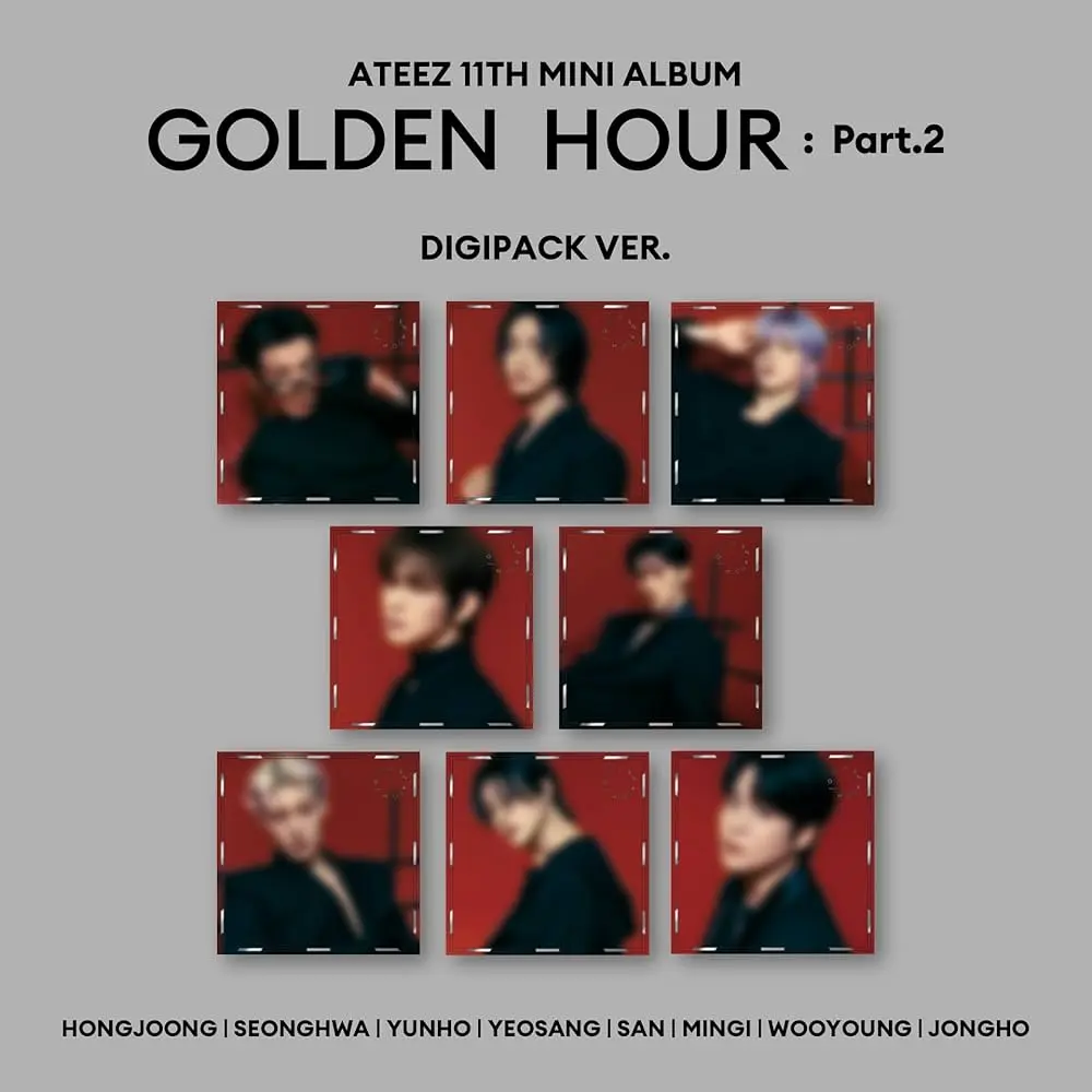 ATEEZ Band GOLDEN HOUR: Part.2 [Digipack] - Member Cover Matching Photobook, CD, Slide Film, Random Photocard (1/8), Logo Sticker, Bookmark (Hongjoong, Seonghwa Inclusive)