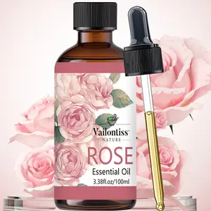 100ml Natural Floral Scented Rose Essential Oil, Refreshing, Soothing, Moisturizing & Gentle Aromatherapy Oil for Hair & Skin Care, Calming Nourishing Body Massage Oil for Men & Women