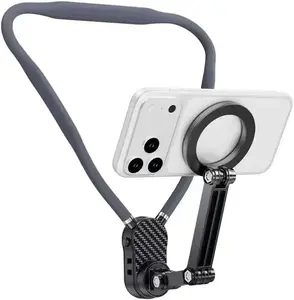 Magnetic Neck Mount for Phones, Neck Cell Phone Holder POV/Vlog Selfie Mount Hand Free Phone Neck Holder Chest Stand Strap Video Recording for iPhone 17 16 15 14 13 12 Seires Android Phones