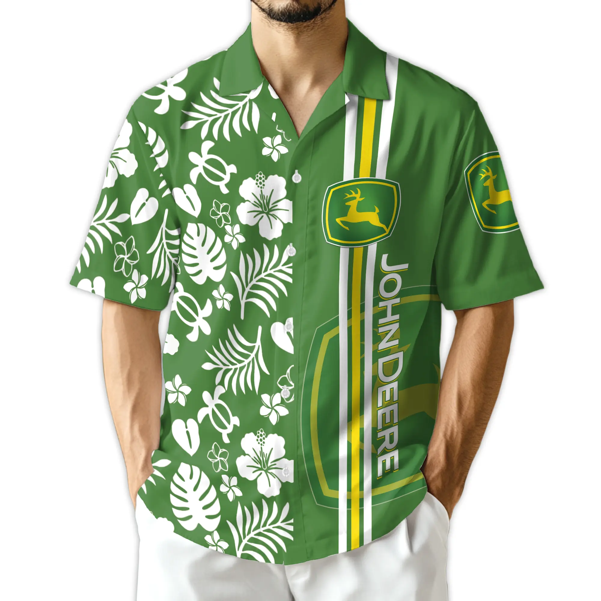 Green Tractor Hawaiian Shirt, Farm Life Button Down Shirt, Country Style Summer Shirt, Tropical Vacation Shirt, Farmer Gift Shirt