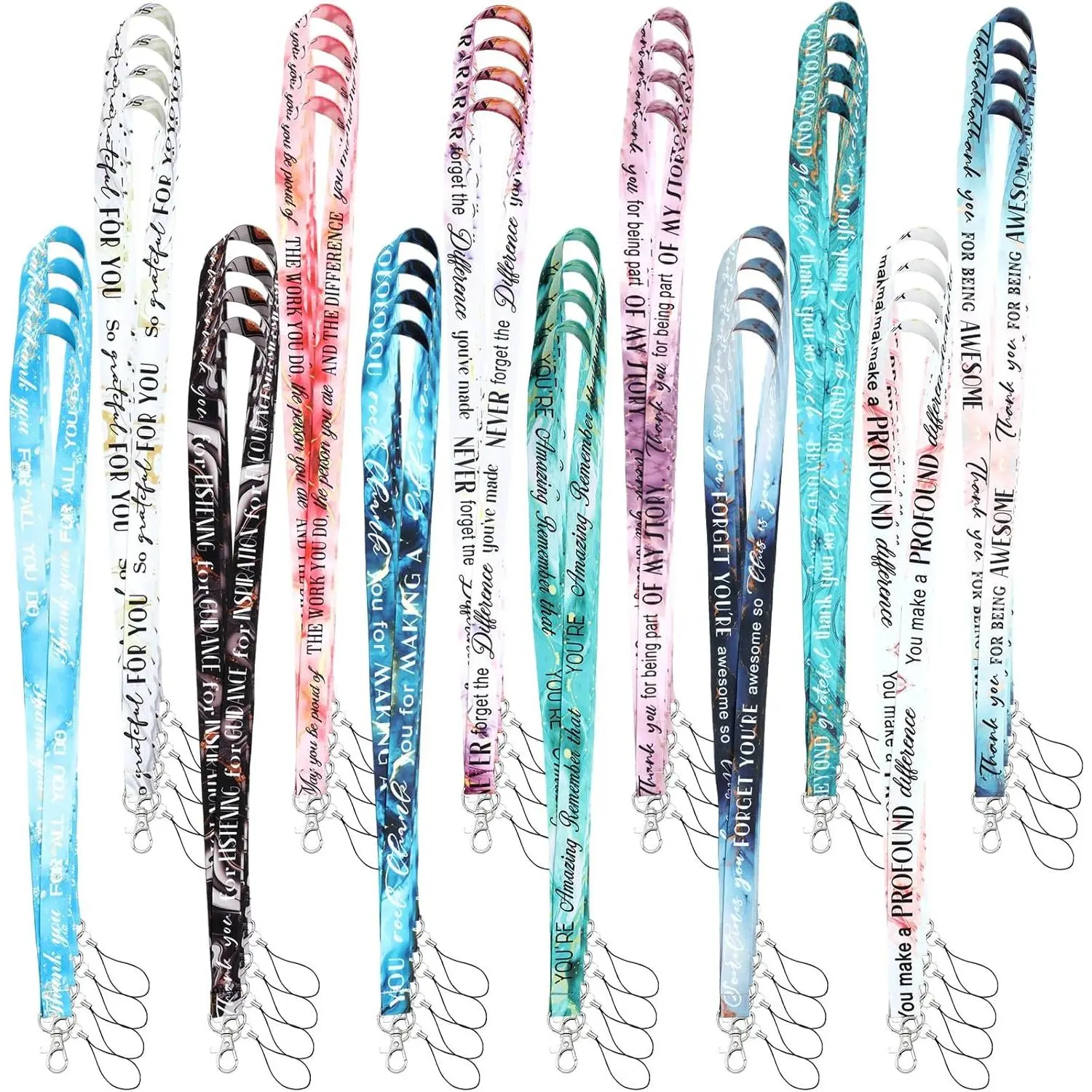 Personalized Lanyards Bulk - Unisex Synthetic Modern ID Badge Lanyards with Quote Print for Nurse Staff, Employee Appreciation Gifts, Personalized Lanyard, Inspirational, Multiple Colors, All Ages, Inspirational Quote, Bulk Set