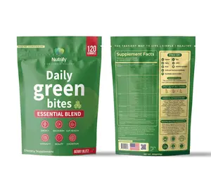 Nutrify-Daily Green Bites and Gummies for Men & Women with Spirulina, Chlorella, Prebiotics for Digestive Health-Adaptogens Supplement with Vitamins & Mineral, Zero Sugar 120 Gummies