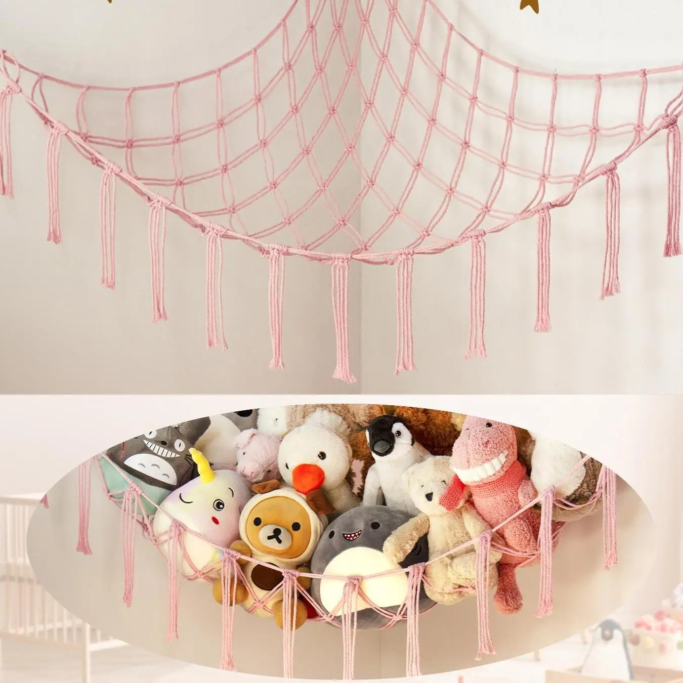 Plush Toy Hammock, Hanging Stuffed Animal Storage Net, Hanging Basket, Wall Hanging Decor for Home Bedroom, Home Decor, Room Decor, Bedroom Accessories, Organiser, Decorative Storage Organizers