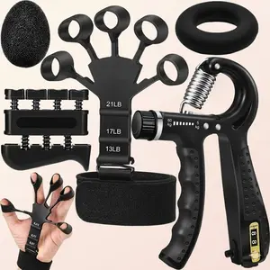 Adjustable Hand Grip Strengthener 5 Pack, Forearm Exerciser & Grip Strength Trainer, Hand Therapy Equipment with Massage Balls, Forearm Strengthener for Muscle Building, Home Gym Fitness